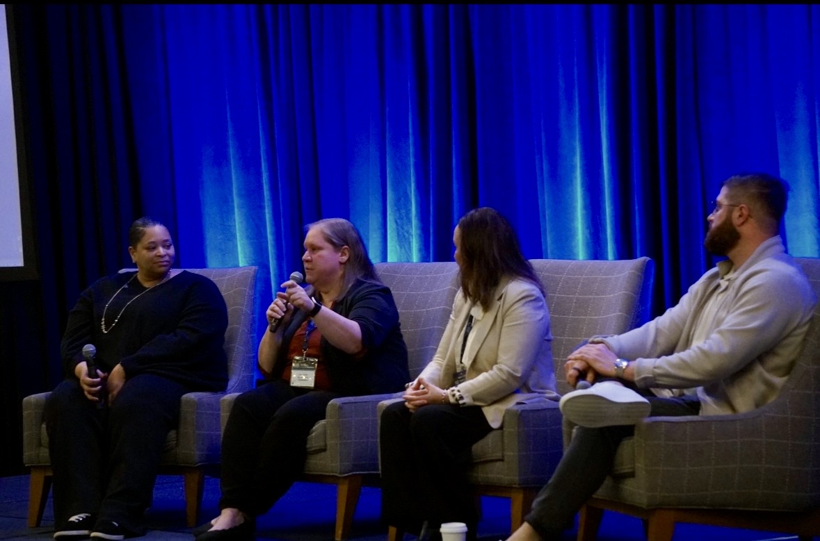 Carlee Wolfe on a panel at the CLO Exchange in San Diego.